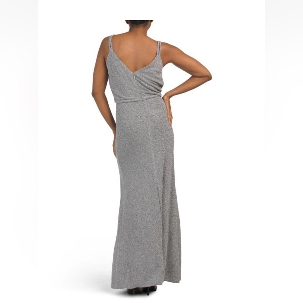 Calvin Klein Silver Shimmer Maxi Evening Dress - Picture 3 of 11